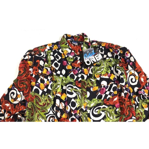 Vintage 80s Catch One Oversized Shirt Medium NOS New Old Stock Colorful Print - Picture 5 of 5